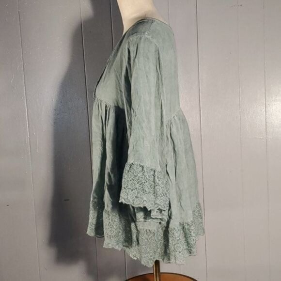 TUNIC Sacred Threads Shirt Top Blouse Boho Green Women's Size S / M WOMAN'S - Picture 5 of 10